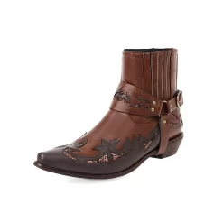 Fashion Heeled Cowboy Boots Western Snake Prints Buckle Ankle Booties