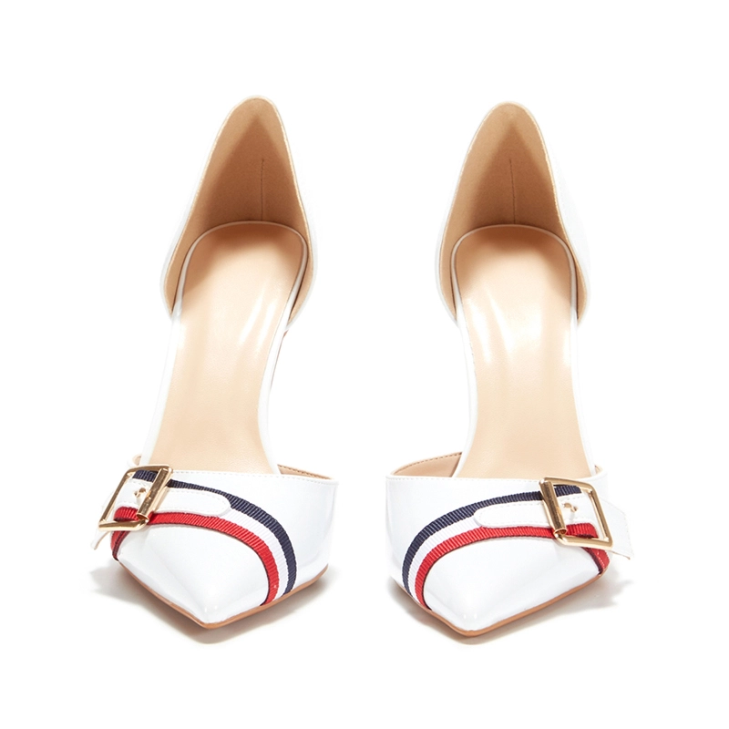 Fashion Cut Out Pumps Patent Leather Buckle D'orsay Office Shoes Stiletto Heels - Image 12