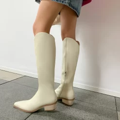 Fashion Leather Low Heel Cowboy Boots Knee High Boots -Ladies Fashion Shoes fashion leather low heel cowboy boots knee high boots 30 1.jpg.mst