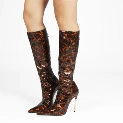 Sexy Tortoise Patent Metallic Stiletto Heeled Knee High Boots -Ladies Fashion Shoes fashion patent leather cheetah print metallic stiletto heeled knee high boots 17 1.jpg.mst