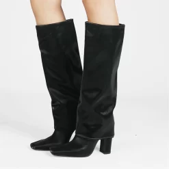 Fashion Satin Square Toe Foldover Boots Dresses Block Heel Knee High Booties -Ladies Fashion Shoes fashion satin square toe foldover boots block heel knee high booties 22 1.jpg.mst