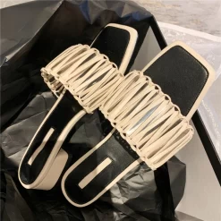 Fashion Woven Slipper Shoes Hollow Out Slide Sandals -Ladies Fashion Shoes fashion woven leather slipper shoes hollow out slide sandals 21 1.jpg.mst