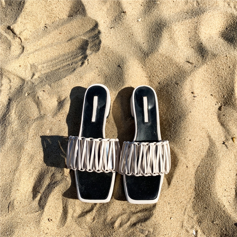 Fashion Woven Slipper Shoes Hollow Out Slide Sandals - Image 2