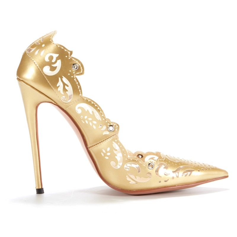 Flower Hollow Out Lace Up Stiletto Heels Pointed Toe Sexy Shoes - Image 11