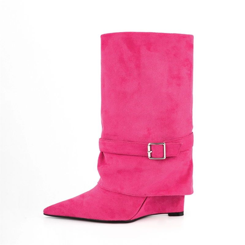 Foldover Mid-Calf Boots Wedge Heel Women Boots 16 Foldover Mid-Calf Boots Wedge Heel Women Boots - Image 14