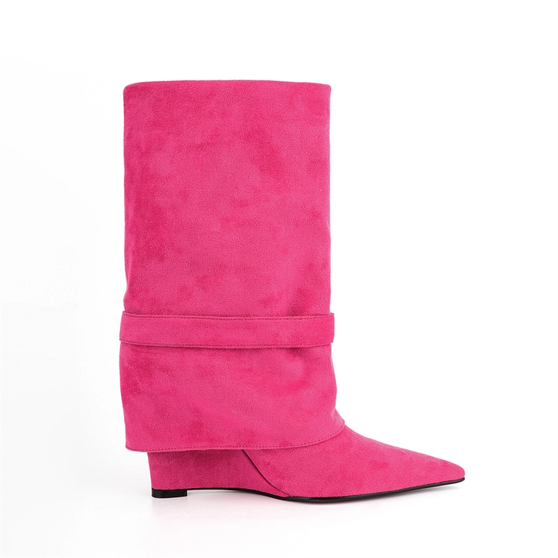 Foldover Mid-Calf Boots Wedge Heel Women Boots 12 Foldover Mid-Calf Boots Wedge Heel Women Boots - Image 10