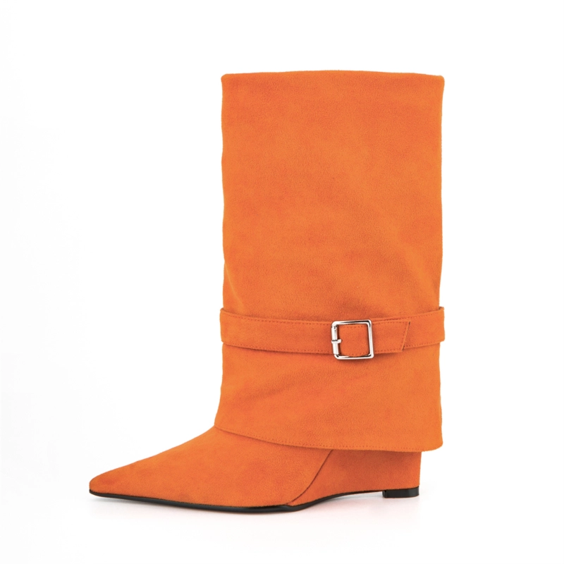 Foldover Mid-Calf Boots Wedge Heel Women Boots 18 Foldover Mid-Calf Boots Wedge Heel Women Boots - Image 16