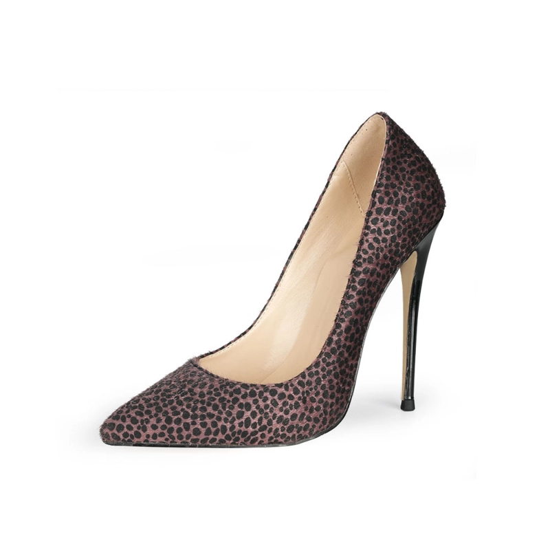 Furry Cheetah Stiletto Pumps Womens Work Shoes With Closed Toe - Image 7