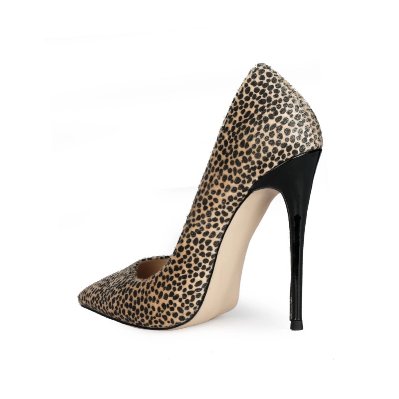 Furry Cheetah Stiletto Pumps Womens Work Shoes With Closed Toe - Image 2