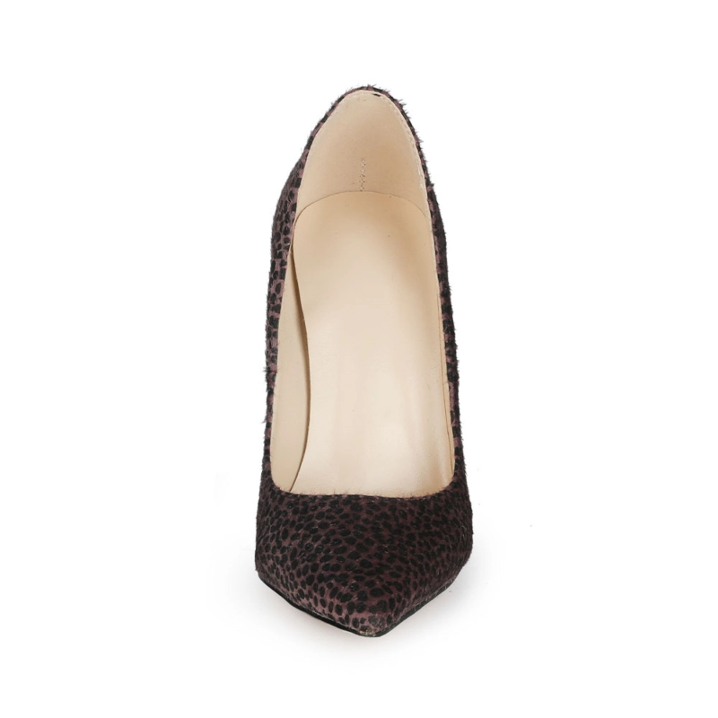 Furry Cheetah Stiletto Pumps Womens Work Shoes With Closed Toe - Image 10