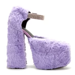Furry Platform Block Heel Pumps Rhinestone Ankle Strap Fur Party Shoes -Ladies Fashion Shoes furry platform block heel pumps rhinestone ankle strap fur 4 1.jpg.mst