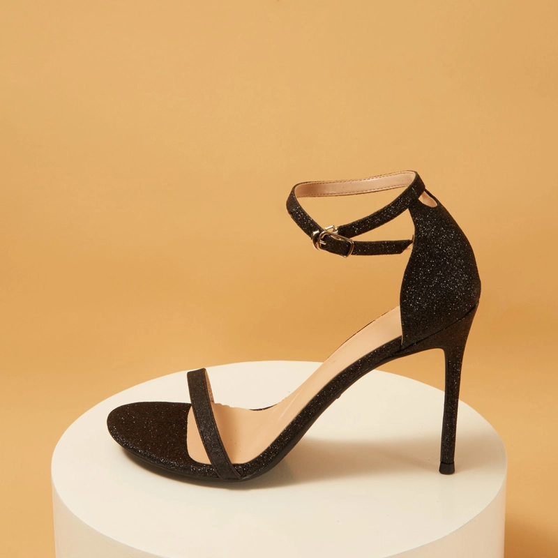 Glitter Open Toe Ankle Strap Sexy Stiletto Heel Sequined Sandals 14 Glitter Open Toe Ankle Strap Sexy Stiletto Heel Sequined Sandals - Image 12