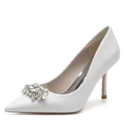 Glitter Pointed Toe Rhinestone Stiletto Heel Wedding Shoes