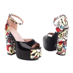 Graffiti Block Heel Platform Sandals Peep Toe Ankle Strap High Heels 39 Graffiti Block Heel Platform Sandals Peep Toe Ankle Strap High Heels -Ladies Fashion Shoes graffiti block heel platform sandals peep toe ankle strap high heels 2 1.jpg.mst