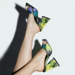 Graffiti Square Toe Slide Party Sandal High Heels PU Mule Sandals -Ladies Fashion Shoes graffiti square toe slide party sandal high heels pu mule sandals 3 .jpg.mst