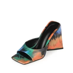 Graffiti Square Toe Slide Party Sandal High Heels PU Mule Sandals -Ladies Fashion Shoes graffiti square toe slide party sandal high heels pu mule sandals 5 1.jpg.mst