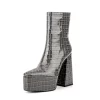 Grey Croc Printed Square Toe Block Heel Platform Ankle Boots -Ladies Fashion Shoes grey croc printed square toe block heel platform ankle boots 3 1.jpg.mst