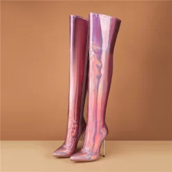 Holographic Heeled Thigh High Boots Wide Calf Zipper Stiletto Boots -Ladies Fashion Shoes holographic heeled thigh high boots wide calf zipper boots 17 1 1.jpg.mst