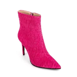 Hot Pink Fabric Pointed Toe Stiletto Ankle Boots -Ladies Fashion Shoes hot pink fabric pointed toe stiletto ankle boots 7 .jpg.mst