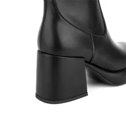 Women's Vegan Leather Round Toe Platform Chunky Heel Ankle Boots -Ladies Fashion Shoes hs1207 100.jpg.mst
