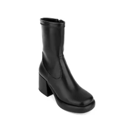 Women's Vegan Leather Round Toe Platform Chunky Heel Ankle Boots -Ladies Fashion Shoes hs1207 101.jpg.mst