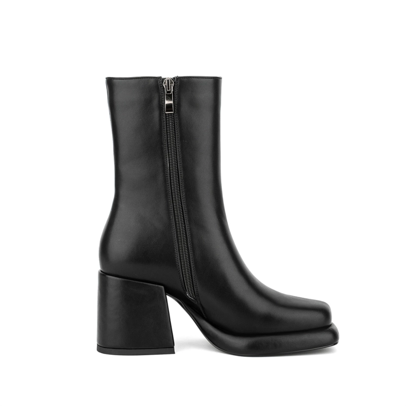 Women's Vegan Leather Square Toe Platform Chunky Heel Ankle Boots 9 Women's Vegan Leather Square Toe Platform Chunky Heel Ankle Boots - Image 7