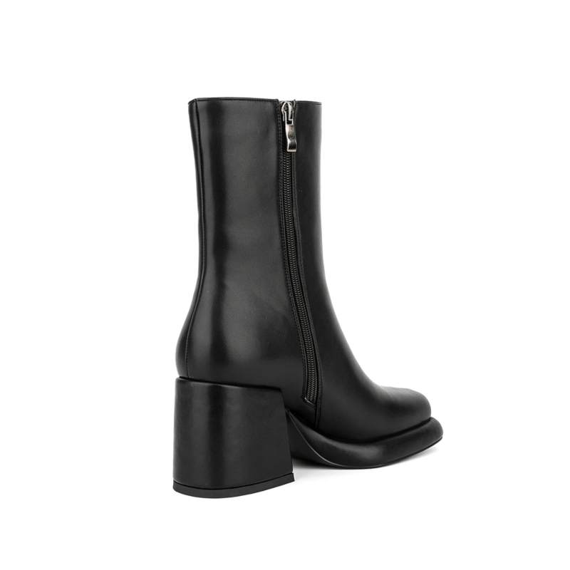 Women's Vegan Leather Square Toe Platform Chunky Heel Ankle Boots 10 Women's Vegan Leather Square Toe Platform Chunky Heel Ankle Boots - Image 8