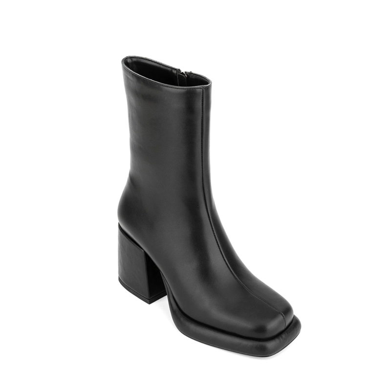 Women's Vegan Leather Square Toe Platform Chunky Heel Ankle Boots 8 Women's Vegan Leather Square Toe Platform Chunky Heel Ankle Boots - Image 6