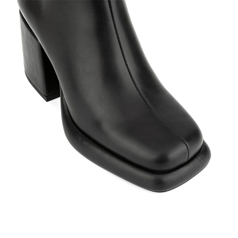 Women's Vegan Leather Square Toe Platform Chunky Heel Ankle Boots 5 Women's Vegan Leather Square Toe Platform Chunky Heel Ankle Boots - Image 3