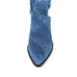 Women's Blue Denim Almond Toe Block Heel Mid Calf Boots Cowboy Booties -Ladies Fashion Shoes hs1207 168.jpg.mst
