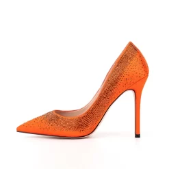 Women's Orange Satin Beads Pointed Toe Stiletto Heel Pumps 12 Women's Orange Satin Beads Pointed Toe Stiletto Heel Pumps -Ladies Fashion Shoes hs1207 28.jpg.mst