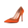 Women's Orange Satin Beads Pointed Toe Stiletto Heel Pumps -Ladies Fashion Shoes hs1207 29.jpg.mst