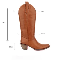 Brown Vintage Square Toe Western Cowboy Boots Block Heel Mid Calf Booties -Ladies Fashion Shoes hs1207 302.jpg.mst