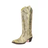 Golden Python Alomnd Toe Block Heel Vintage Western Cowboy Boots -Ladies Fashion Shoes hs1207 304.jpg.mst