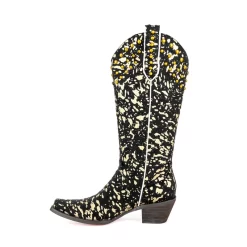 Black Cheetah Printed Square Toe Block Heel Mid Calf Western Cowboy Boots -Ladies Fashion Shoes hs1207 315.jpg.mst