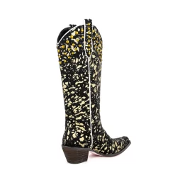 Black Cheetah Printed Square Toe Block Heel Mid Calf Western Cowboy Boots -Ladies Fashion Shoes hs1207 316.jpg.mst
