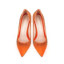 Women's Orange Satin Beads Pointed Toe Stiletto Heel Pumps 16 Women's Orange Satin Beads Pointed Toe Stiletto Heel Pumps -Ladies Fashion Shoes hs1207 34.jpg.mst