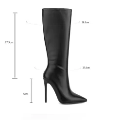 Women Vegan Leather Pointed Toe Stilettos Knee High Heel Boots -Ladies Fashion Shoes hs1207 352.jpg.mst