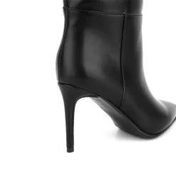 Women's Black Vegan Leather Pointed Toe Stiletto Knee High Booties -Ladies Fashion Shoes hs1207 358.jpg.mst