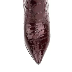 Women's Maroon Stone Printed Stilettos Pointed Toe Knee High Boots -Ladies Fashion Shoes hs1207 367.jpg.mst