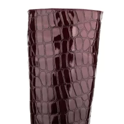 Women's Maroon Stone Printed Stilettos Pointed Toe Knee High Boots -Ladies Fashion Shoes hs1207 368.jpg.mst