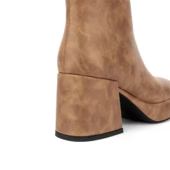 Women's Vegan Leather Round Toe Block Heel Ankle Boots -Ladies Fashion Shoes hs1207 459 1.jpg.mst