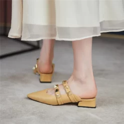 Trend Colors Leather Rivets Pointed Toe Mary Jane Flats Mules 35 Trend Colors Leather Rivets Pointed Toe Mary Jane Flats Mules -Ladies Fashion Shoes htk f133 2 11 1.jpg.mst