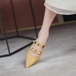 Trend Colors Leather Rivets Pointed Toe Mary Jane Flats Mules 38 Trend Colors Leather Rivets Pointed Toe Mary Jane Flats Mules -Ladies Fashion Shoes htk f133 2 14 1.jpg.mst