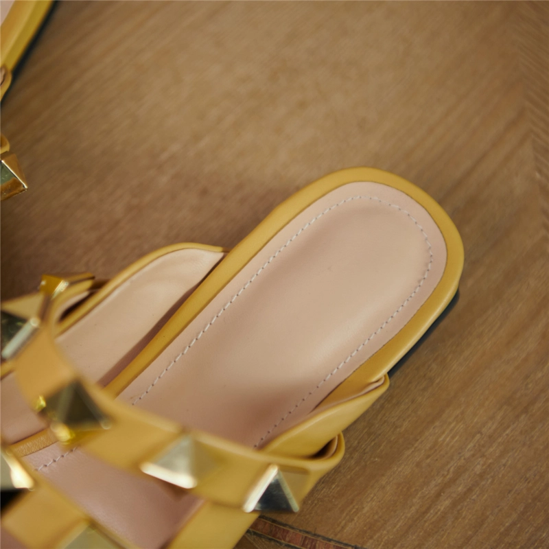 Trend Colors Leather Rivets Pointed Toe Mary Jane Flats Mules 22 Trend Colors Leather Rivets Pointed Toe Mary Jane Flats Mules - Image 20