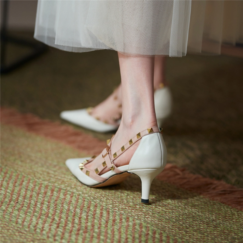 New Arrival Rivets Strap Heels Mary Jane Kitten Heel Pumps 6 New Arrival Rivets Strap Heels Mary Jane Kitten Heel Pumps - Image 4