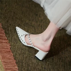 Fashion Rivets Slip On Mules Cross Strap Pointy Toe Mules With Block Heel 27 Fashion Rivets Slip On Mules Cross Strap Pointy Toe Mules With Block Heel -Ladies Fashion Shoes htk f57 1 18 1.jpg.mst