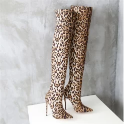 Sexy Leopard Printed Dress Boots 12cm High Heel Thigh High Boot -Ladies Fashion Shoes image11.jpg.mst