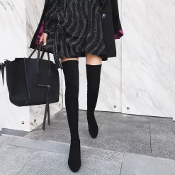 Classic Low Heel Stretch Over The Knee Boots Pull-on Thigh High Boots -Ladies Fashion Shoes img 1267 2.jpg.mst