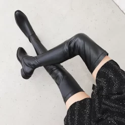 Classic Low Heel Stretch Over The Knee Boots Pull-on Thigh High Boots -Ladies Fashion Shoes img 1291.jpg.mst